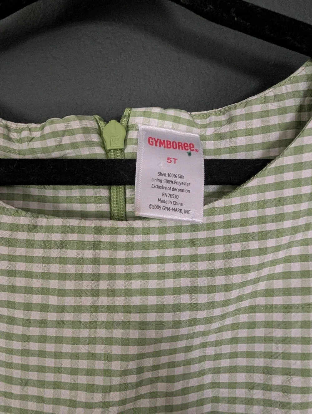 Gymboree Green Gingham Dress with Ribbon Detail